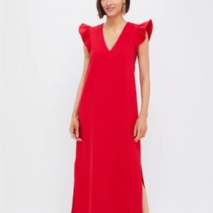 Tuckernuck Pomander Place Vibrant Red flutter sleeve miko Maxi Dress size M
